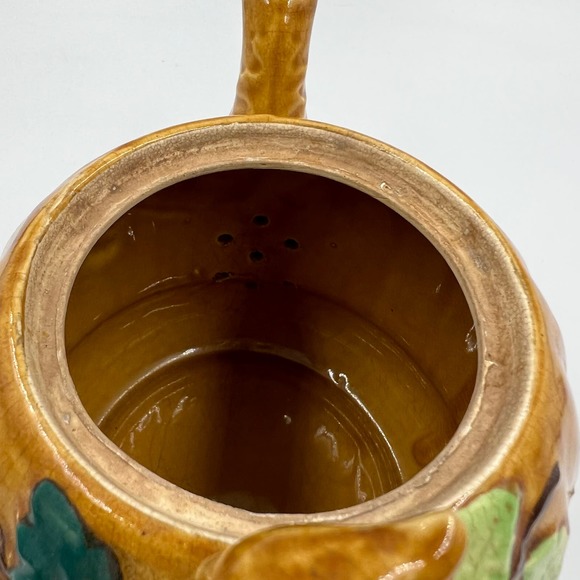 Majolica Pottery Occupied Japan Teapot Acorn Forest Squirrel Handle Ceramic - Picture 13 of 15